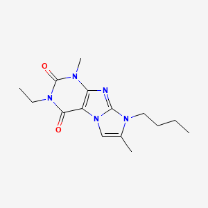 molecular formula C15H21N5O2 B6416886 8-butyl-3-ethyl-1,7-dimethyl-1H-imidazo[2,1-f]purine-2,4(3H,8H)-dione CAS No. 887463-66-3