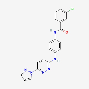 B6416928 3-chloro-N-(4-{[6-(1H-pyrazol-1-yl)pyridazin-3-yl]amino}phenyl)benzamide CAS No. 1019105-31-7