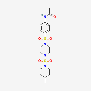 molecular formula C18H28N4O5S2 B6417255 N-[4-({4-[(4-methylpiperidyl)sulfonyl]piperazinyl}sulfonyl)phenyl]acetamide CAS No. 879054-17-8