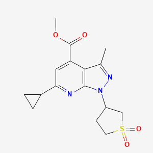 molecular formula C16H19N3O4S B6417461 methyl 6-cyclopropyl-1-(1,1-dioxidotetrahydrothiophen-3-yl)-3-methyl-1H-pyrazolo[3,4-b]pyridine-4-carboxylate CAS No. 879148-80-8