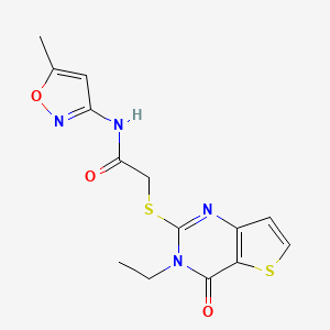 2-({3-ethyl-4-oxo-3H,4H-thieno[3,2-d]pyrimidin-2-yl}sulfanyl)-N-(5-methyl-1,2-oxazol-3-yl)acetamide
