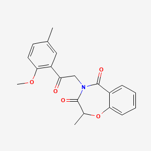 molecular formula C20H19NO5 B6417560 4-[2-(2-methoxy-5-methylphenyl)-2-oxoethyl]-2-methyl-2,3,4,5-tetrahydro-1,4-benzoxazepine-3,5-dione CAS No. 903851-43-4