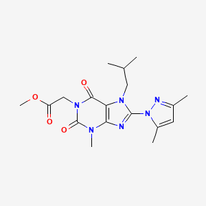 molecular formula C18H24N6O4 B6418049 methyl 2-(8-(3,5-dimethyl-1H-pyrazol-1-yl)-7-isobutyl-3-methyl-2,6-dioxo-2,3,6,7-tetrahydro-1H-purin-1-yl)acetate CAS No. 1014030-45-5