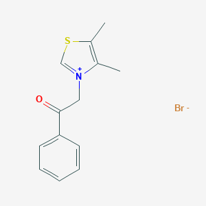 molecular formula C13H14BrNOS B064181 Thiazolium, 4,5-dimethyl-3-(2-oxo-2-phenylethyl)-, bromide CAS No. 181069-80-7