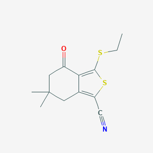 molecular formula C13H15NOS2 B064184 3-(Ethylthio)-6,6-dimethyl-4-oxo-4,5,6,7-tetrahydrobenzo[c]thiophene-1-carbonitrile CAS No. 175202-70-7