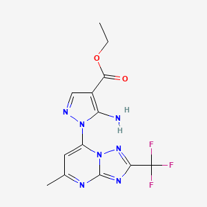 molecular formula C13H12F3N7O2 B6418770 ethyl 5-amino-1-(5-methyl-2-(trifluoromethyl)-[1,2,4]triazolo[1,5-a]pyrimidin-7-yl)-1H-pyrazole-4-carboxylate CAS No. 1134723-54-8