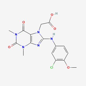 molecular formula C16H16ClN5O5 B6419082 2-(8-((3-chloro-4-methoxyphenyl)amino)-1,3-dimethyl-2,6-dioxo-2,3-dihydro-1H-purin-7(6H)-yl)acetic acid CAS No. 946212-47-1