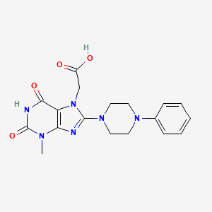 2-[3-methyl-2,6-dioxo-8-(4-phenylpiperazin-1-yl)-2,3,6,7-tetrahydro-1H-purin-7-yl]acetic acid