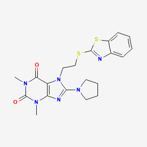 7-[2-(1,3-benzothiazol-2-ylsulfanyl)ethyl]-1,3-dimethyl-8-(pyrrolidin-1-yl)-2,3,6,7-tetrahydro-1H-purine-2,6-dione