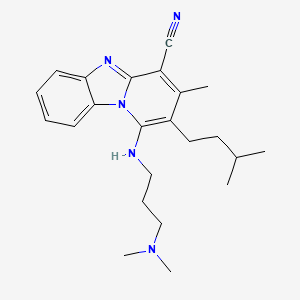 13-{[3-(dimethylamino)propyl]amino}-11-methyl-12-(3-methylbutyl)-1,8-diazatricyclo[7.4.0.0^{2,7}]trideca-2,4,6,8,10,12-hexaene-10-carbonitrile