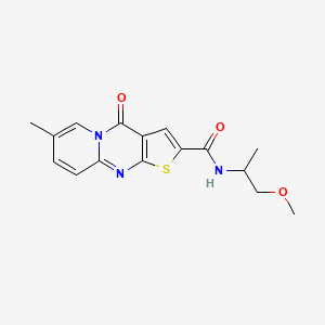 molecular formula C16H17N3O3S B6419191 N-(1-methoxypropan-2-yl)-12-methyl-2-oxo-6-thia-1,8-diazatricyclo[7.4.0.0^{3,7}]trideca-3(7),4,8,10,12-pentaene-5-carboxamide CAS No. 1021212-65-6