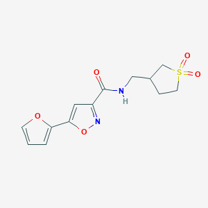 molecular formula C13H14N2O5S B6419208 N-[(1,1-dioxo-1lambda6-thiolan-3-yl)methyl]-5-(furan-2-yl)-1,2-oxazole-3-carboxamide CAS No. 1223617-49-9