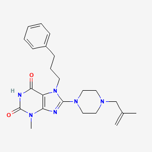 3-methyl-8-[4-(2-methylprop-2-en-1-yl)piperazin-1-yl]-7-(3-phenylpropyl)-2,3,6,7-tetrahydro-1H-purine-2,6-dione