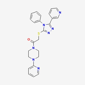 molecular formula C24H23N7OS B6419349 Ethanone, 2-[[4-phenyl-5-(3-pyridinyl)-4H-1,2,4-triazol-3-yl]thio]-1-[4-(2-pyridinyl)-1-piperazinyl]- CAS No. 878417-06-2