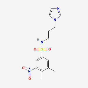 molecular formula C14H18N4O4S B6419417 N-(3-(1H-imidazol-1-yl)propyl)-3,4-dimethyl-5-nitrobenzenesulfonamide CAS No. 898640-79-4
