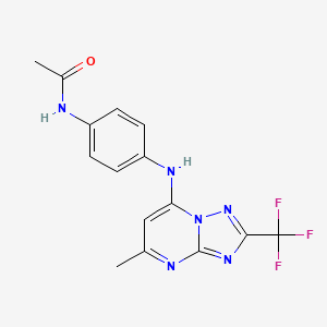 molecular formula C15H13F3N6O B6419501 N-(4-((5-methyl-2-(trifluoromethyl)-[1,2,4]triazolo[1,5-a]pyrimidin-7-yl)amino)phenyl)acetamide CAS No. 946359-74-6
