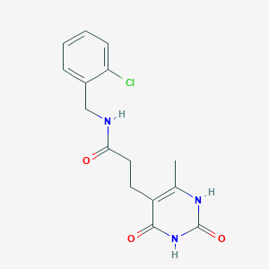 molecular formula C15H16ClN3O3 B6419597 N-(2-chlorobenzyl)-3-(6-methyl-2,4-dioxo-1,2,3,4-tetrahydropyrimidin-5-yl)propanamide CAS No. 1105201-92-0