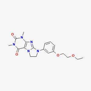 molecular formula C19H23N5O4 B6419703 8-[3-(2-ethoxyethoxy)phenyl]-1,3-dimethyl-1,3,5-trihydroimidazolidino[1,2-h]pu rine-2,4-dione CAS No. 1021211-66-4