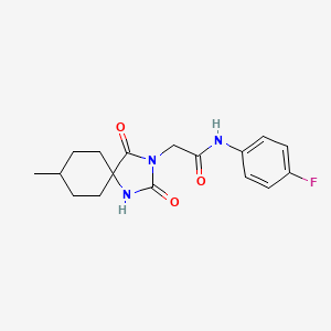 molecular formula C17H20FN3O3 B6419882 N-(4-fluorophenyl)-2-(8-methyl-2,4-dioxo-1,3-diazaspiro[4.5]decan-3-yl)acetamide CAS No. 853323-51-0