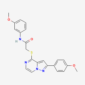 molecular formula C22H20N4O3S B6420019 N-(3-methoxyphenyl)-2-((2-(4-methoxyphenyl)pyrazolo[1,5-a]pyrazin-4-yl)thio)acetamide CAS No. 1021255-25-3