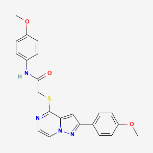 molecular formula C22H20N4O3S B6420032 N-(4-methoxyphenyl)-2-((2-(4-methoxyphenyl)pyrazolo[1,5-a]pyrazin-4-yl)thio)acetamide CAS No. 1021208-60-5
