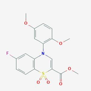 molecular formula C18H16FNO6S B6420202 methyl 4-(2,5-dimethoxyphenyl)-6-fluoro-4H-1,4-benzothiazine-2-carboxylate 1,1-dioxide CAS No. 1291839-68-3