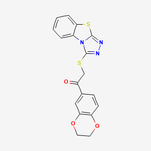 1-(2,3-dihydro-1,4-benzodioxin-6-yl)-2-{7-thia-2,4,5-triazatricyclo[6.4.0.0^{2,6}]dodeca-1(8),3,5,9,11-pentaen-3-ylsulfanyl}ethan-1-one