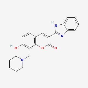 3-(1H-1,3-benzodiazol-2-yl)-7-hydroxy-8-[(piperidin-1-yl)methyl]-2H-chromen-2-one