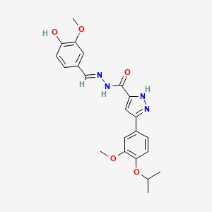 molecular formula C22H24N4O5 B6420426 N'-[(E)-(4-hydroxy-3-methoxyphenyl)methylidene]-3-[3-methoxy-4-(propan-2-yloxy)phenyl]-1H-pyrazole-5-carbohydrazide CAS No. 1285603-99-7