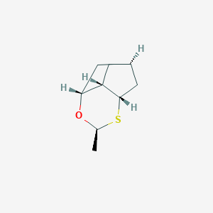 molecular formula C9H14OS B064209 4,6-Methanocyclopent[e]-1,3-oxathiin,hexahydro-2-methyl-,(2-alpha-,4-bta-,4a-alpha-,6-bta-,7a-alpha- CAS No. 168907-35-5