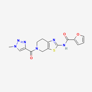 molecular formula C15H14N6O3S B6421019 N-(5-(1-methyl-1H-1,2,3-triazole-4-carbonyl)-4,5,6,7-tetrahydrothiazolo[5,4-c]pyridin-2-yl)furan-2-carboxamide CAS No. 1351634-11-1
