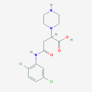 3-[(2,5-dichlorophenyl)carbamoyl]-2-(piperazin-1-yl)propanoic acid