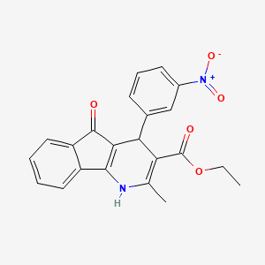 molecular formula C22H18N2O5 B6421151 ethyl 2-methyl-4-(3-nitrophenyl)-5-oxo-1H,4H,5H-indeno[1,2-b]pyridine-3-carboxylate CAS No. 370082-84-1