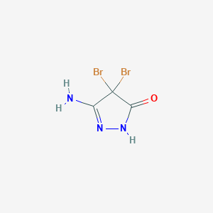 molecular formula C3H3Br2N3O B064215 5-Amino-4,4-dibromo-2,4-dihydro-3H-pyrazol-3-one CAS No. 171294-89-6