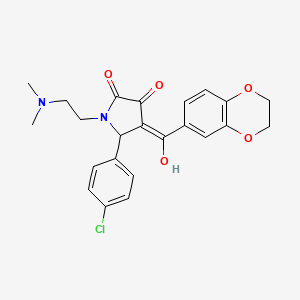 molecular formula C23H23ClN2O5 B6421653 5-(4-chlorophenyl)-4-(2,3-dihydrobenzo[b][1,4]dioxine-6-carbonyl)-1-(2-(dimethylamino)ethyl)-3-hydroxy-1H-pyrrol-2(5H)-one CAS No. 618425-06-2