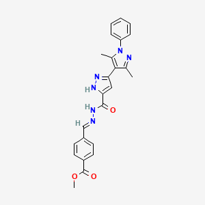 methyl 4-[(1E)-[({3',5'-dimethyl-1'-phenyl-1H,1'H-[3,4'-bipyrazole]-5-yl}formamido)imino]methyl]benzoate