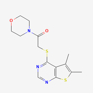 molecular formula C14H17N3O2S2 B6421956 Ethanone, 2-[(5,6-dimethylthieno[2,3-d]pyrimidin-4-yl)thio]-1-(4-morpholinyl)- CAS No. 315710-79-3