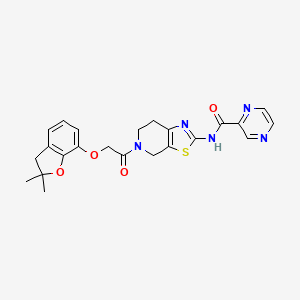 N-(5-{2-[(2,2-dimethyl-2,3-dihydro-1-benzofuran-7-yl)oxy]acetyl}-4H,5H,6H,7H-[1,3]thiazolo[5,4-c]pyridin-2-yl)pyrazine-2-carboxamide
