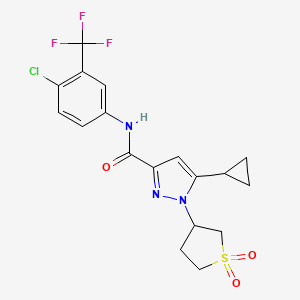 molecular formula C18H17ClF3N3O3S B6422388 N-(4-chloro-3-(trifluoromethyl)phenyl)-5-cyclopropyl-1-(1,1-dioxidotetrahydrothiophen-3-yl)-1H-pyrazole-3-carboxamide CAS No. 942750-76-7