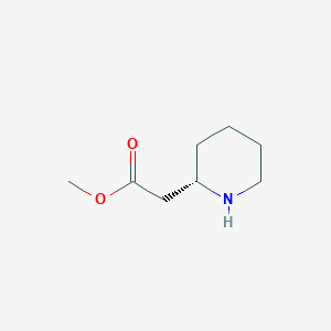 molecular formula C8H15NO2 B064225 Methyl 2-[(2S)-piperidin-2-yl]acetate CAS No. 171866-64-1