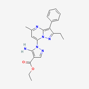 molecular formula C21H22N6O2 B6422639 ethyl 5-amino-1-(2-ethyl-5-methyl-3-phenylpyrazolo[1,5-a]pyrimidin-7-yl)-1H-pyrazole-4-carboxylate CAS No. 1020502-94-6