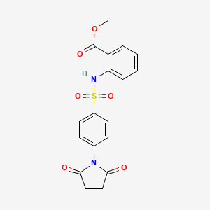 molecular formula C18H16N2O6S B6422938 Methyl 2-({[4-(2,5-dioxoazolidinyl)phenyl]sulfonyl}amino)benzoate CAS No. 919624-23-0