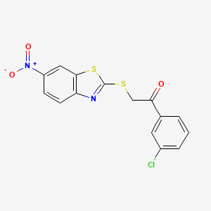 B6422953 1-(3-chlorophenyl)-2-[(6-nitro-1,3-benzothiazol-2-yl)sulfanyl]ethan-1-one CAS No. 924859-88-1