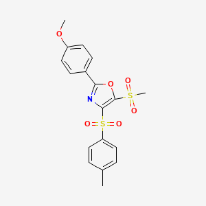 molecular formula C18H17NO6S2 B6423051 2-(4-Methoxyphenyl)-5-(methylsulfonyl)-4-tosyloxazole CAS No. 1021207-88-4