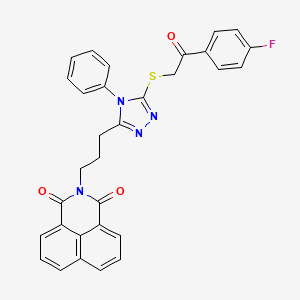 molecular formula C31H23FN4O3S B6423242 3-[3-(5-{[2-(4-fluorophenyl)-2-oxoethyl]sulfanyl}-4-phenyl-4H-1,2,4-triazol-3-yl)propyl]-3-azatricyclo[7.3.1.0^{5,13}]trideca-1(12),5,7,9(13),10-pentaene-2,4-dione CAS No. 496775-79-2