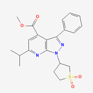 molecular formula C21H23N3O4S B6423551 methyl 1-(1,1-dioxidotetrahydrothiophen-3-yl)-6-isopropyl-3-phenyl-1H-pyrazolo[3,4-b]pyridine-4-carboxylate CAS No. 1040636-67-6