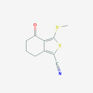 molecular formula C10H9NOS2 B064240 3-(Methylthio)-4-oxo-4,5,6,7-tetrahydro-2-benzothiophene-1-carbonitrile CAS No. 168279-53-6