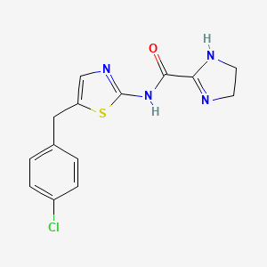 molecular formula C14H13ClN4OS B6424795 N-[5-(4-chlorobenzyl)-1,3-thiazol-2-yl]-4,5-dihydro-1H-imidazole-2-carboxamide CAS No. 924846-89-9
