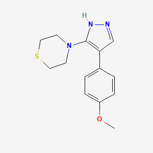 molecular formula C14H17N3OS B6425663 4-(4-(4-methoxyphenyl)-1H-pyrazol-3-yl)thiomorpholine CAS No. 2034513-63-6