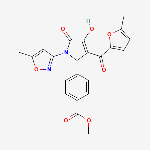 molecular formula C22H18N2O7 B6425712 methyl 4-(4-hydroxy-3-(5-methylfuran-2-carbonyl)-1-(5-methylisoxazol-3-yl)-5-oxo-2,5-dihydro-1H-pyrrol-2-yl)benzoate CAS No. 618872-58-5